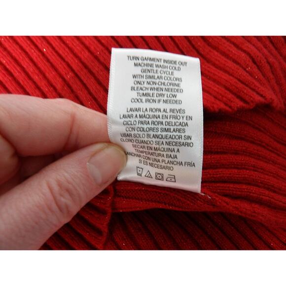 Vtg Jaclyn Smith XXL Sweater Cowl Neck Red Cable Knit Sparkly 90s Holiday Festiv - Picture 11 of 14
